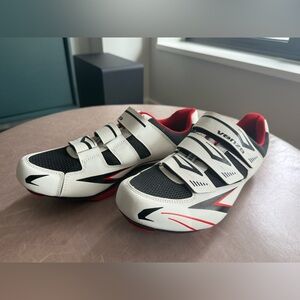 Venzo Women’s Cycling Sneakers - White and Red